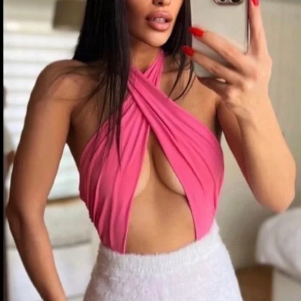 Zara pink bodysuit large or medium nwt